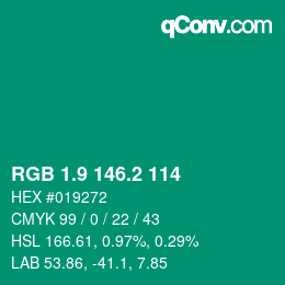カラーコード: RGB 1.9 146.2 114 | qconv.com