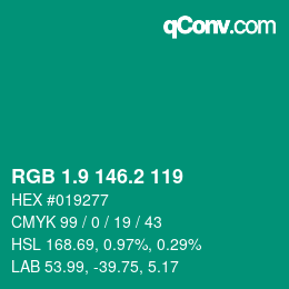 カラーコード: RGB 1.9 146.2 119 | qconv.com