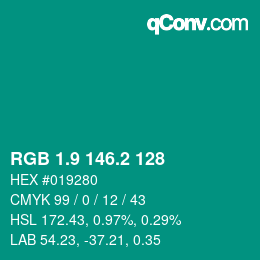 カラーコード: RGB 1.9 146.2 128 | qconv.com
