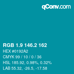 カラーコード: RGB 1.9 146.2 162 | qconv.com