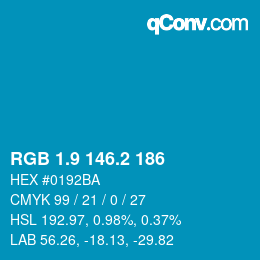 Color code: RGB 1.9 146.2 186 | qconv.com