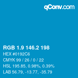 カラーコード: RGB 1.9 146.2 198 | qconv.com