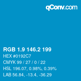Color code: RGB 1.9 146.2 199 | qconv.com