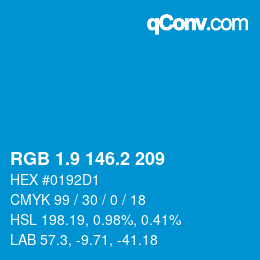カラーコード: RGB 1.9 146.2 209 | qconv.com