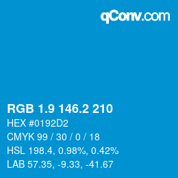 カラーコード: RGB 1.9 146.2 210 | qconv.com