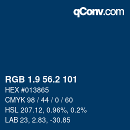 Color code: RGB 1.9 56.2 101 | qconv.com