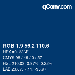 カラーコード: RGB 1.9 56.2 110.6 | qconv.com