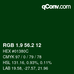 カラーコード: RGB 1.9 56.2 12 | qconv.com
