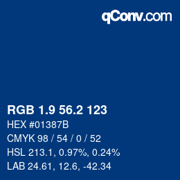 カラーコード: RGB 1.9 56.2 123 | qconv.com