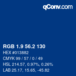 カラーコード: RGB 1.9 56.2 130 | qconv.com
