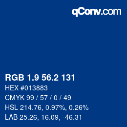 カラーコード: RGB 1.9 56.2 131 | qconv.com