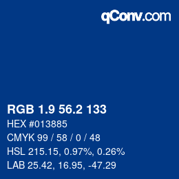 カラーコード: RGB 1.9 56.2 133 | qconv.com