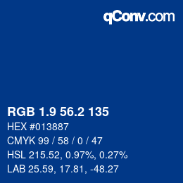 カラーコード: RGB 1.9 56.2 135 | qconv.com