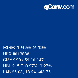 カラーコード: RGB 1.9 56.2 136 | qconv.com