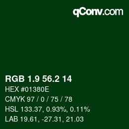 カラーコード: RGB 1.9 56.2 14 | qconv.com