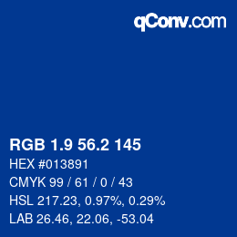 カラーコード: RGB 1.9 56.2 145 | qconv.com