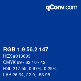 カラーコード: RGB 1.9 56.2 147 | qconv.com