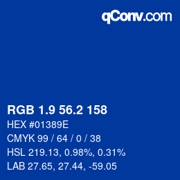 カラーコード: RGB 1.9 56.2 158 | qconv.com