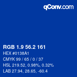 カラーコード: RGB 1.9 56.2 161 | qconv.com