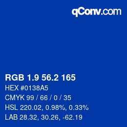 カラーコード: RGB 1.9 56.2 165 | qconv.com