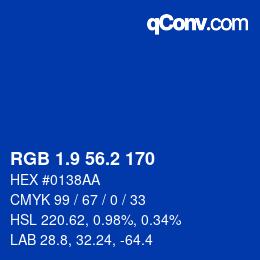 カラーコード: RGB 1.9 56.2 170 | qconv.com