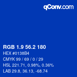 カラーコード: RGB 1.9 56.2 180 | qconv.com