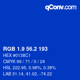 カラーコード: RGB 1.9 56.2 193 | qconv.com