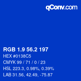 カラーコード: RGB 1.9 56.2 197 | qconv.com