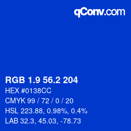 カラーコード: RGB 1.9 56.2 204 | qconv.com