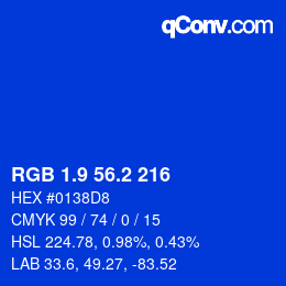 カラーコード: RGB 1.9 56.2 216 | qconv.com