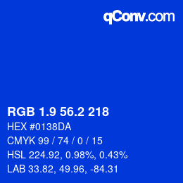カラーコード: RGB 1.9 56.2 218 | qconv.com