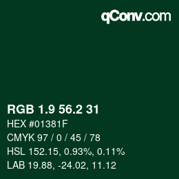 Color code: RGB 1.9 56.2 31 | qconv.com