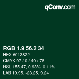 カラーコード: RGB 1.9 56.2 34 | qconv.com