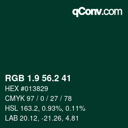 Color code: RGB 1.9 56.2 41 | qconv.com