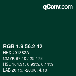 カラーコード: RGB 1.9 56.2 42 | qconv.com