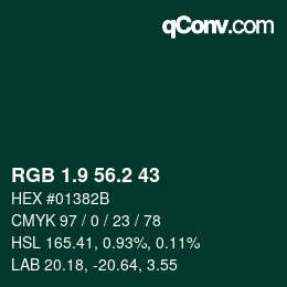 カラーコード: RGB 1.9 56.2 43 | qconv.com