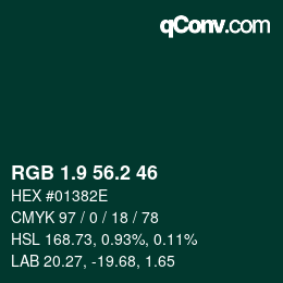 Color code: RGB 1.9 56.2 46 | qconv.com