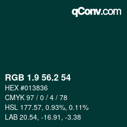 カラーコード: RGB 1.9 56.2 54 | qconv.com