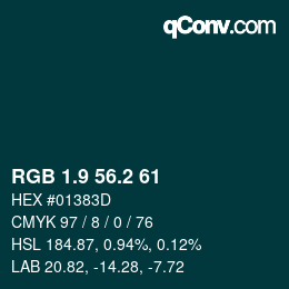 Color code: RGB 1.9 56.2 61 | qconv.com