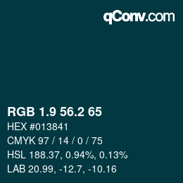 Color code: RGB 1.9 56.2 65 | qconv.com