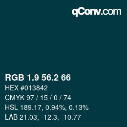 Color code: RGB 1.9 56.2 66 | qconv.com