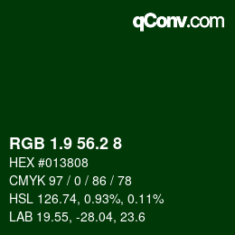 カラーコード: RGB 1.9 56.2 8 | qconv.com