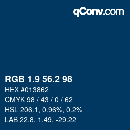 Color code: RGB 1.9 56.2 98 | qconv.com