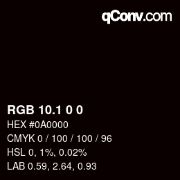 Color code: RGB 10.1 0 0 | qconv.com