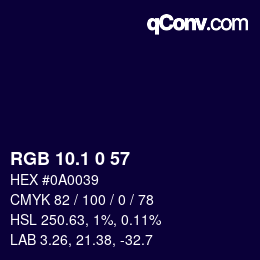 カラーコード: RGB 10.1 0 57 | qconv.com