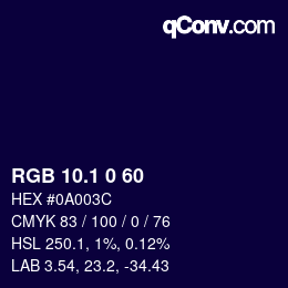 カラーコード: RGB 10.1 0 60 | qconv.com
