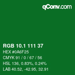 カラーコード: RGB 10.1 111 37 | qconv.com