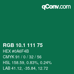 カラーコード: RGB 10.1 111 75 | qconv.com