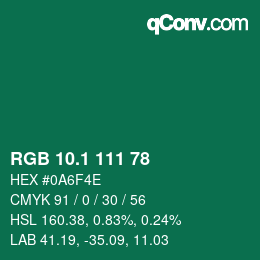 カラーコード: RGB 10.1 111 78 | qconv.com