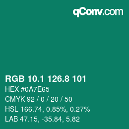 カラーコード: RGB 10.1 126.8 101 | qconv.com